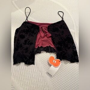 Cider Black and Pink Floral Lace Chemise